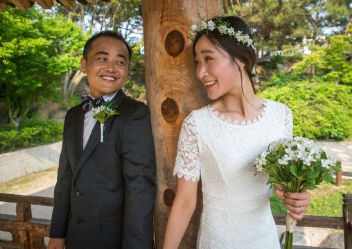 North korean defector joseph park with his south korean fiancee called juyeon on the north and south korea border, Sudogwon, Paju, South korea