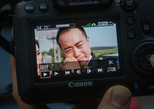 North korean defector jjoseph park crying while recording a video on the dmz, Sudogwon, Paju, South korea