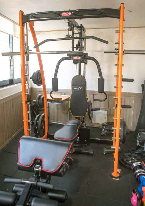 Weight machines in fitness room in yeomyung school, National capital area, Seoul, South korea