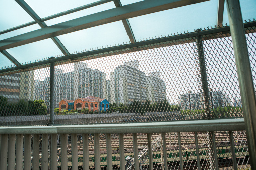 Residential apartments in yangcheong yangcheong where many north korean defectors live, National capital area, Seoul, South korea