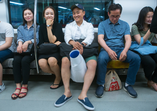 North korean defector joseph park on metro subway train, National capital area, Seoul, South korea