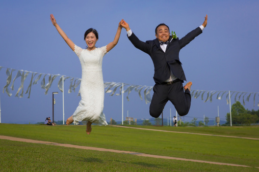 North korean defector joseph park with his south korean fiancee called juyeon in imjingak park, Sudogwon, Paju, South korea