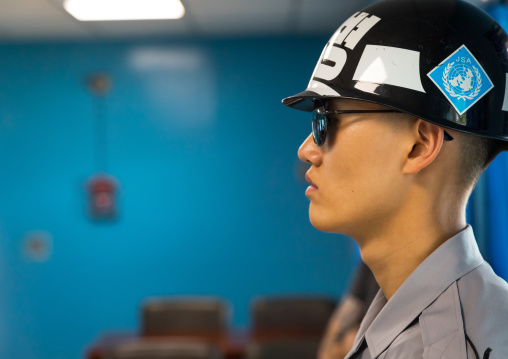 South Korean soldier in the joint security area on the border between the two Koreas, North Hwanghae Province, Panmunjom, South Korea