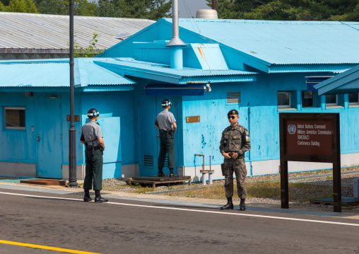 South Korean soldiers in the joint security area on the border between the two Koreas, North Hwanghae Province, Panmunjom, South Korea