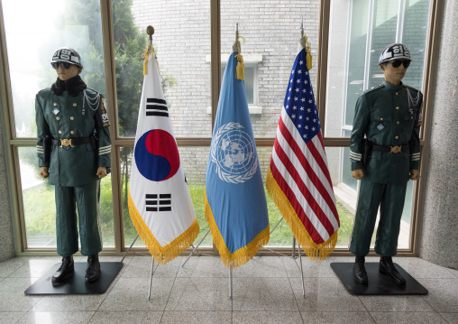 Soldiers dummies at the DMZ on the north and south Korea border, North Hwanghae Province, Panmunjom, South Korea