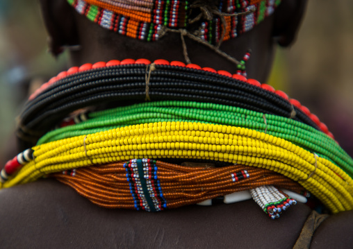 Detail of neclakces worn by Toposa tribe woman, Namorunyang State, Kapoeta, South Sudan