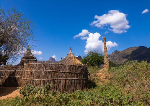 Houses in a Larim tribe traditional village, Boya Mountains, Imatong, South Sudan