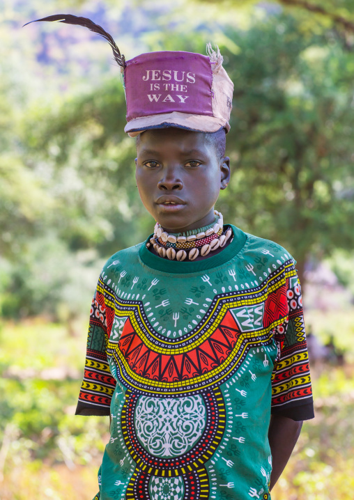 Larim tribe boy dressed in a fashionable way, Boya Mountains, Imatong, South Sudan