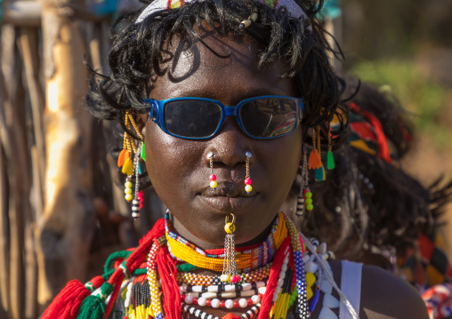 Larim tribe woman during a wedding celebration, Boya Mountains, Imatong, South Sudan