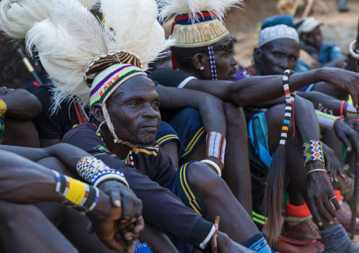 Larim tribe men during a wedding celebration, Boya Mountains, Imatong, South Sudan