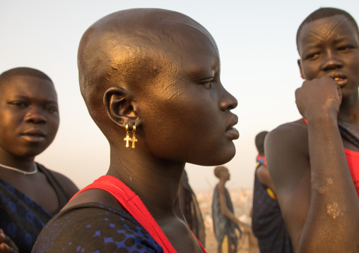 Mundaris tribe women with bald heads, Central Equatoria, Terekeka, South Sudan