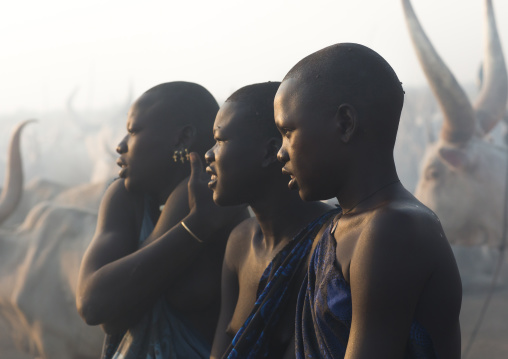 Portrait of Mundari tribe young women, Central Equatoria, Terekeka, South Sudan