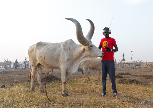 Mundari tribe student in a cattle camp, Central Equatoria, Terekeka, South Sudan