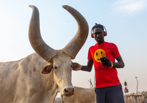 Mundari tribe student in a cattle camp, Central Equatoria, Terekeka, South Sudan