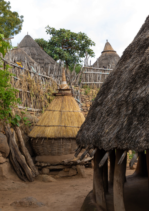 Lotuko tribe village with thatched houses, Central Equatoria, Illeu, South Sudan