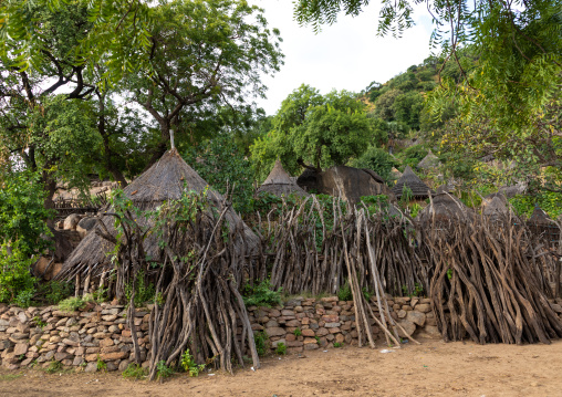 Lotuko tribe village with thatched houses, Central Equatoria, Illeu, South Sudan