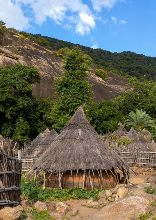 Lotuko tribe village with thatched houses, Central Equatoria, Illeu, South Sudan