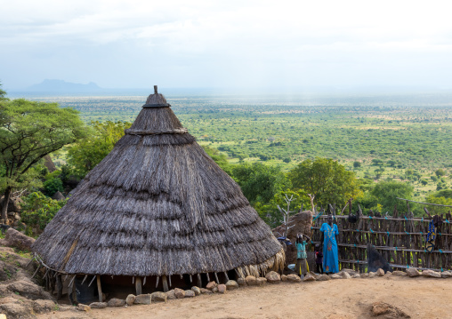 Lotuko tribe village with thatched houses, Central Equatoria, Illeu, South Sudan