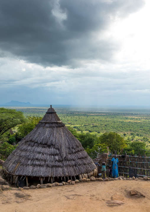 Lotuko tribe village with thatched houses, Central Equatoria, Illeu, South Sudan