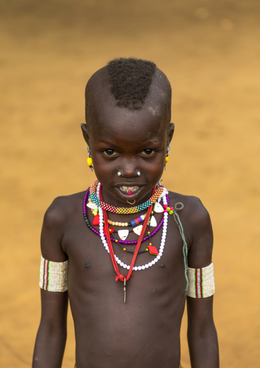 Portrait of a Larim tribe girl with necklaces, Boya Mountains, Imatong, South Sudan