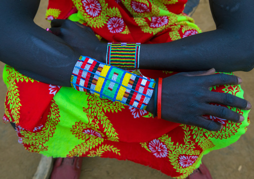 Larim tribe man with big beaded bracelets, Boya Mountains, Imatong, South Sudan