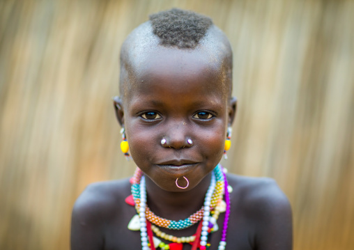 Portrait of a Larim tribe girl with necklaces, Boya Mountains, Imatong, South Sudan