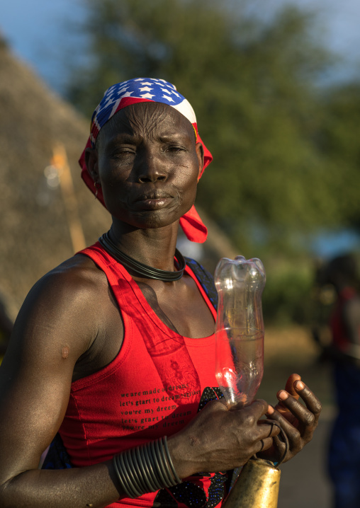 Mundari tribe woman celebrating a wedding, Central Equatoria, Terekeka, South Sudan