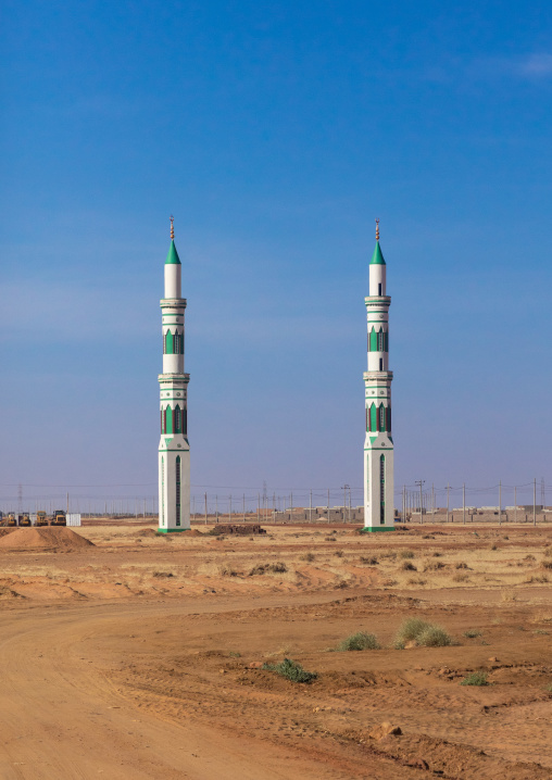 Two minarets of a future mosque, Khartoum State, Khartoum, Sudan