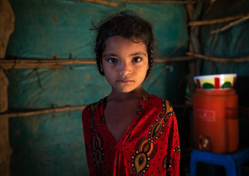 Portrait of a Rashaida tribe girl inside her house, Kassala State, Kassala, Sudan