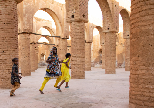 Sudanese girls in the Khatmiyah  mosque prayer hall, Kassala State, Kassala, Sudan