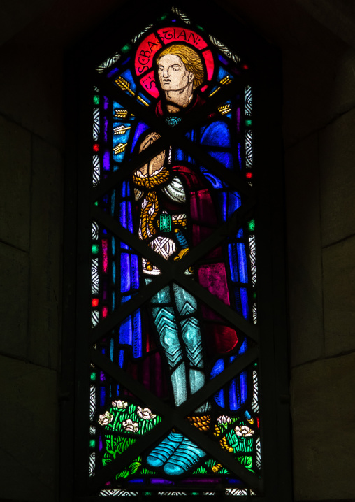 Stain glass in the republican palace museum housed in a converted anglican church, Khartoum State, Khartoum, Sudan