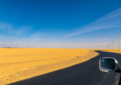 Asphalt road in the desert, Nubia, Old Dongola, Sudan