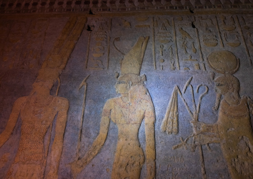 Restored painting of the cobra in the rock-chamber in jebel Barkal, Northern State, Karima, Sudan