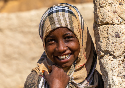 Portrait of a bisharin nomad girl Atrun crater, Bayuda desert, Atrun, Sudan