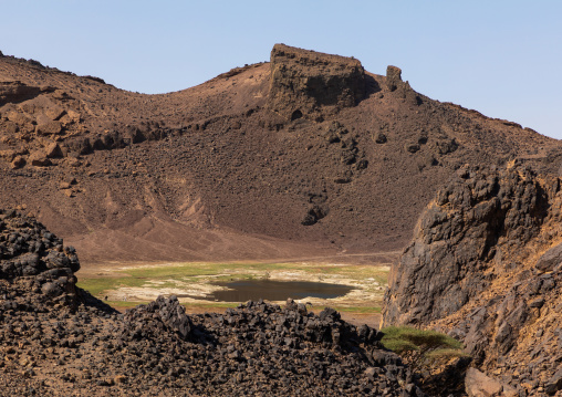 Atrun crater where nomads come to collect salt, Bayuda desert, Atrun, Sudan