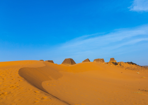 Pyramids of the kushite rulers at Meroe, Northern State, Meroe, Sudan