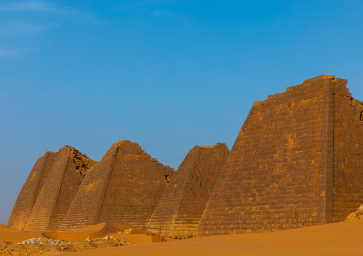 Pyramids of the kushite rulers at Meroe, Northern State, Meroe, Sudan