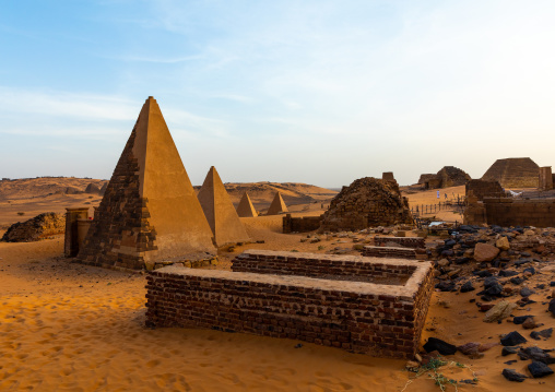 Pyramids of the kushite rulers at Meroe, Northern State, Meroe, Sudan