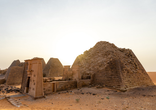 Pyramids of the kushite rulers at Meroe, Northern State, Meroe, Sudan