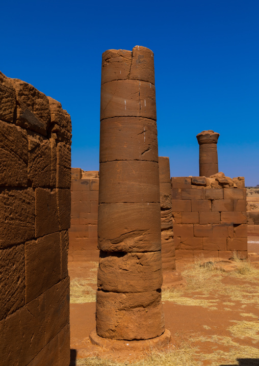 Columns in the great enclosure in Musawwarat es-sufra meroitic temple complex, Nubia, Musawwarat es-Sufra, Sudan