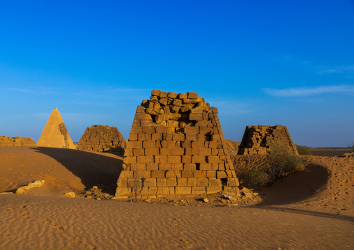 Pyramids and tombs in royal cemetery of Bajrawiya, Northern State, Meroe, Sudan