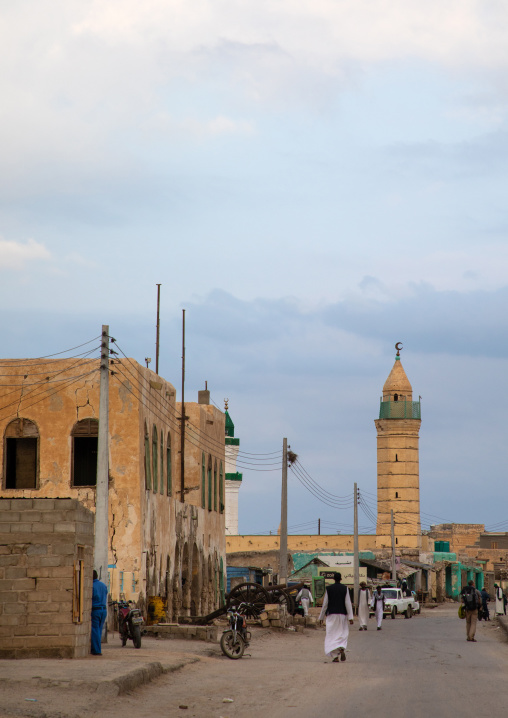 Old building with a wooden balcony on mainland, Red Sea State, Suakin, Sudan