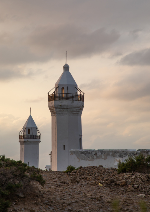 The renovated Shafai mosque and Hanafi mosque in the background, Red Sea State, Suakin, Sudan