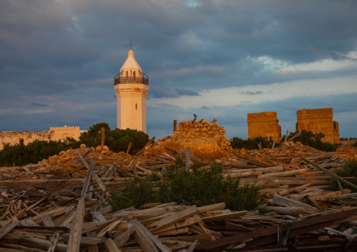 The renovated Shafai mosque in the middle of the ruins, Red Sea State, Suakin, Sudan