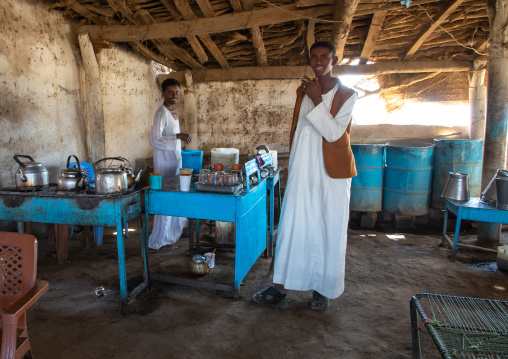 Sudanese men in a restaurant, Kassala State, Kassala, Sudan