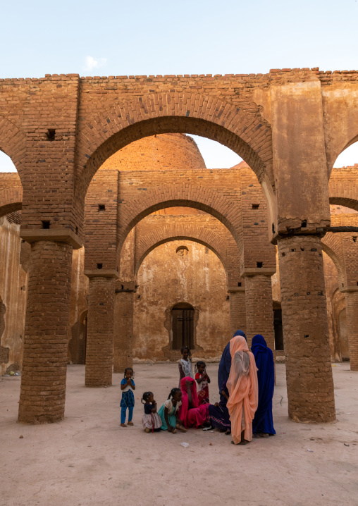 Sudanese people inside the Khatmiyah mosque prayer hall, Kassala State, Kassala, Sudan