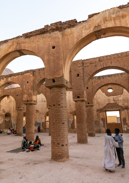 Sudanese people inside the Khatmiyah mosque prayer hall, Kassala State, Kassala, Sudan