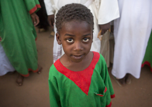 Sudan, Khartoum State, Khartoum, kid at sufi whirling dervishes at omdurman sheikh hamad el nil tomb, khartoum