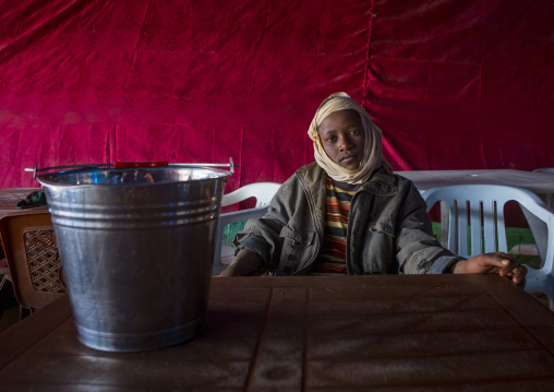 Sudan, Khartoum State, Alkhanag, boy from darfur in a local restaurant