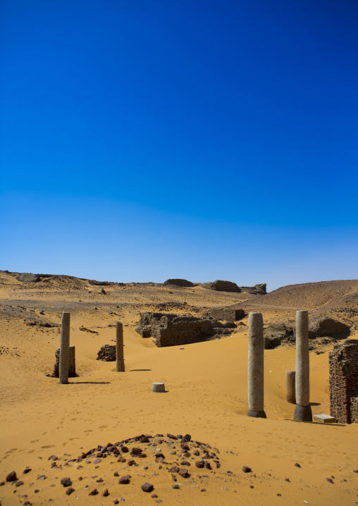 Sudan, Nubia, Old Dongola, ruins of the church of the granite columns